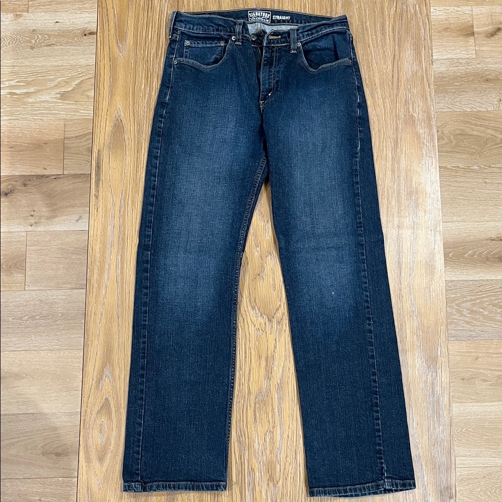 Signature by Levi Strauss Dark Blue Straight Jeans